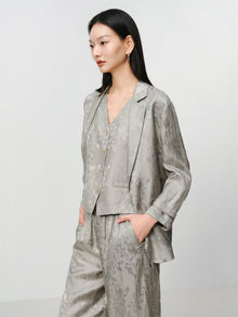 Linen Jacquard Jacket | Grey