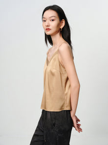 Silk V-neck layering camisole | Brown