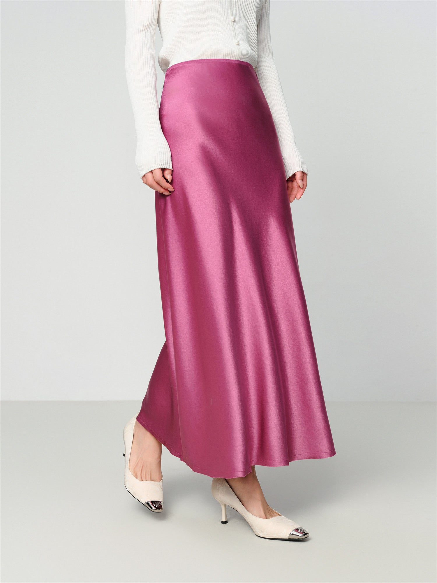 Iridescent Bias-Cut Acetate Skirt | Purple