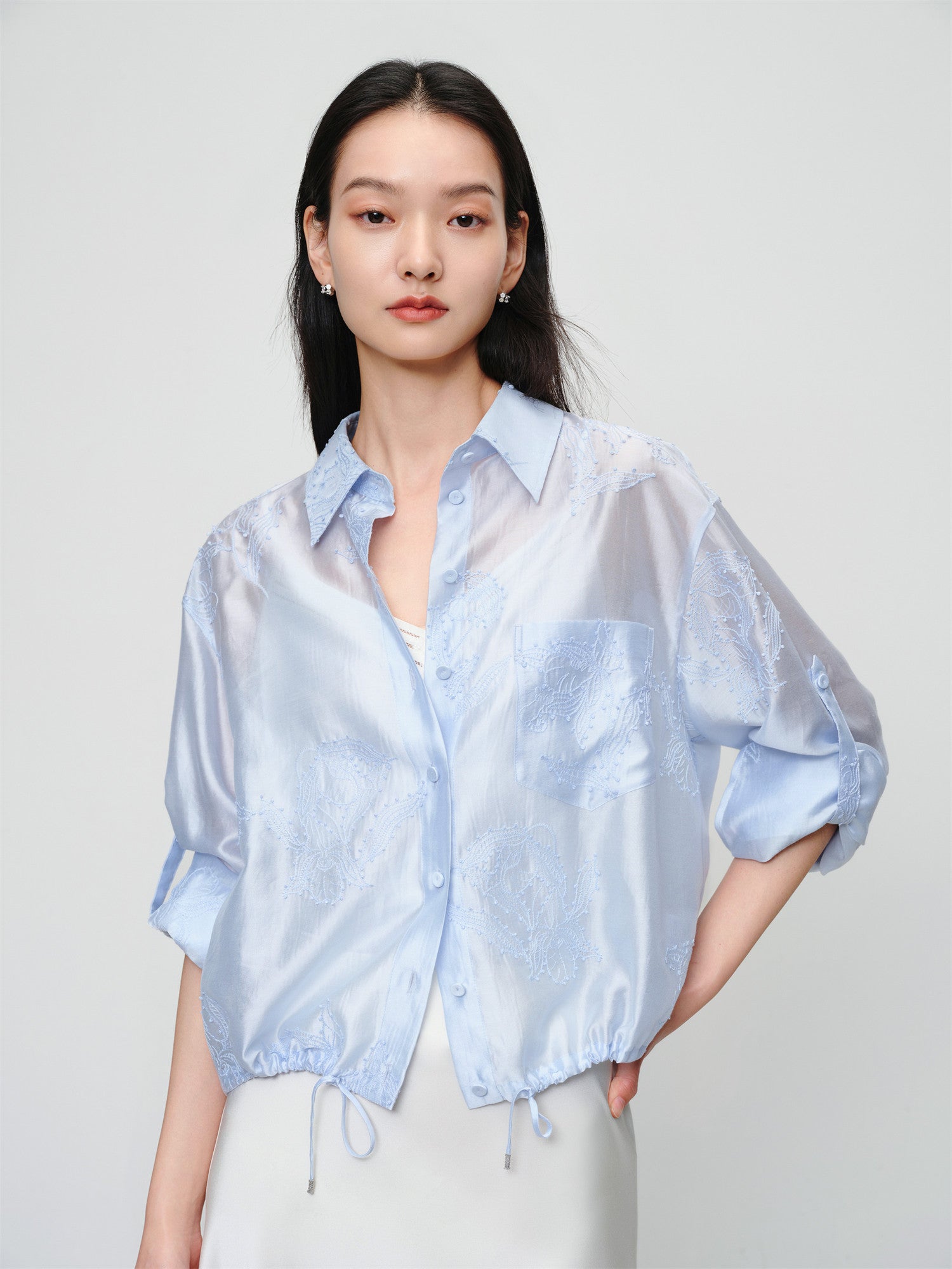 Lustrous Shirt Top | Blue