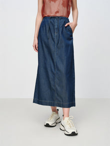 Tencel-Cotton Denim Skirt | Navy
