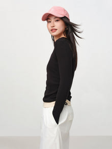Slim-Fit Knit Base Layer Top | Black