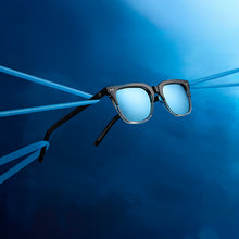 Unisex | Mr. Fantastic Sunglasses | Retro Black To Clear Gradient | Quantum Blue Polarized Lenses