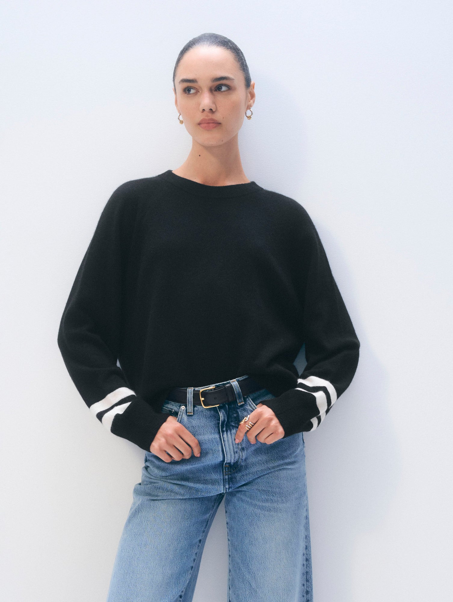 Cashmere Easy Sweatshirt | Black/Soft White