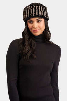 Mink Knit Headband | Women | Black x Gray