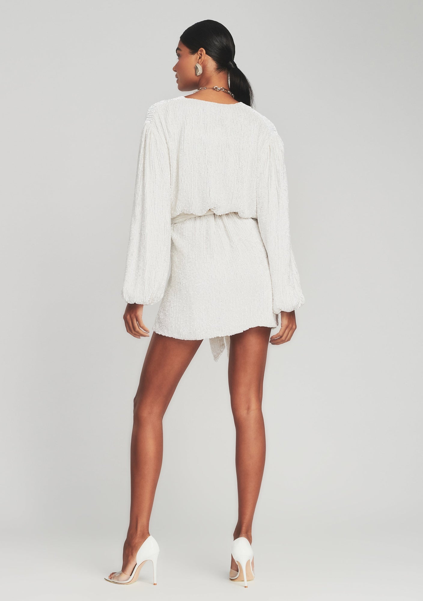 Gabrielle Sequin Robe | Clear White