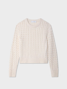 Cashmere Cable Crewneck | Soft White