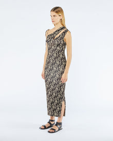 Womens | Camille Printed Mesh-Jersey Midi Dress | Brushtroke Animal