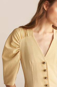 Long Sleeve Faille Dress | Buttercream