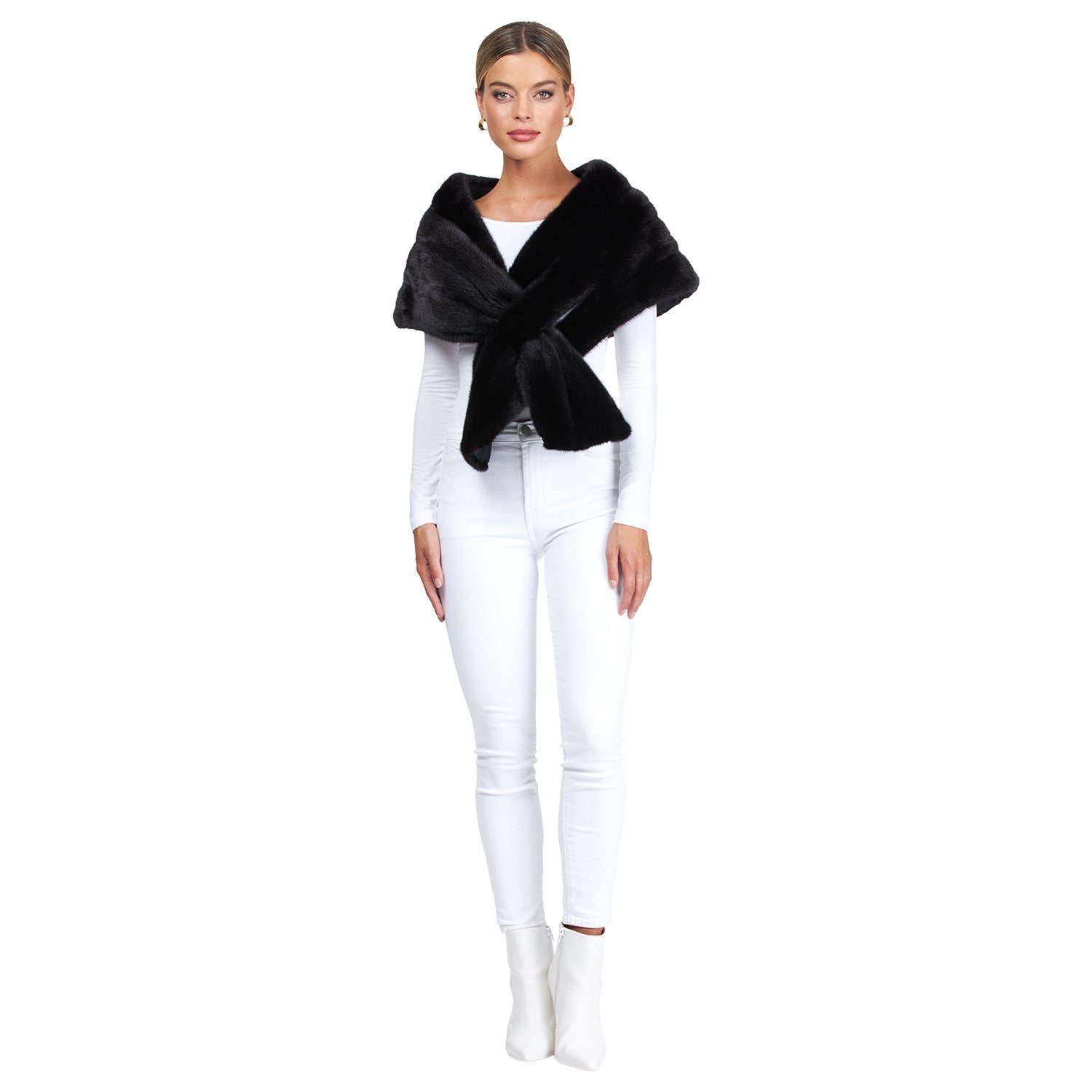 Mink Fur Pull-Through Stole | Women | Black