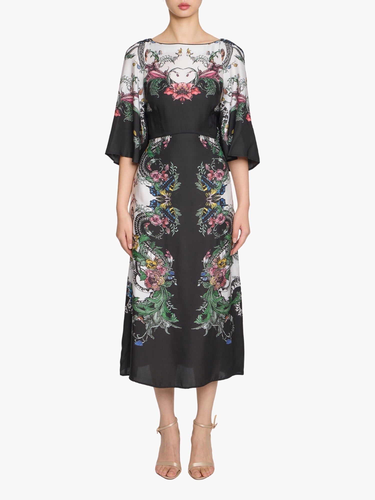 Garden of Eve Billowy Twill Empire Midi Dress | Multi