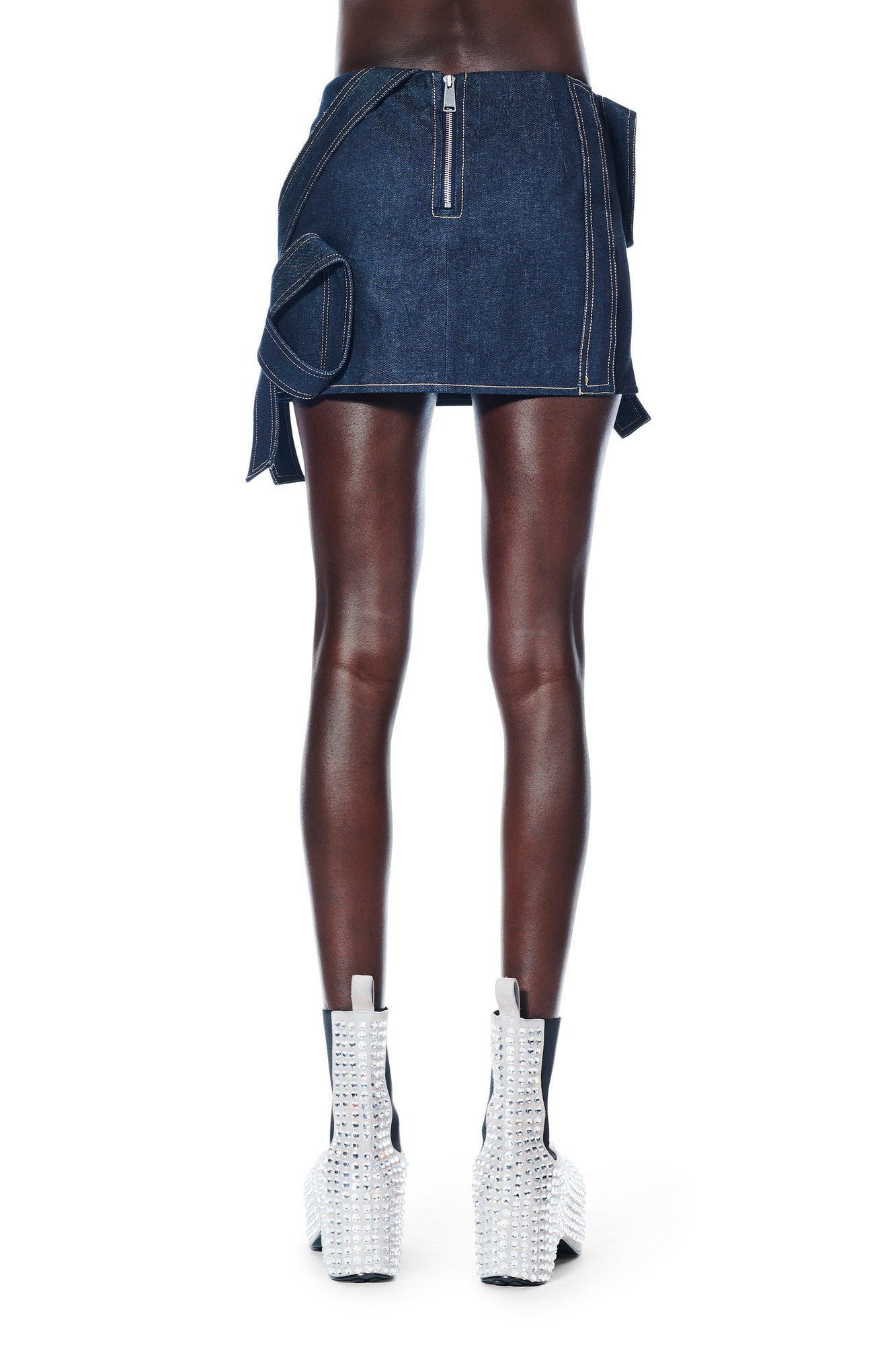 Crystal Pyramid Denim Mini Skirt | Dark Indigo