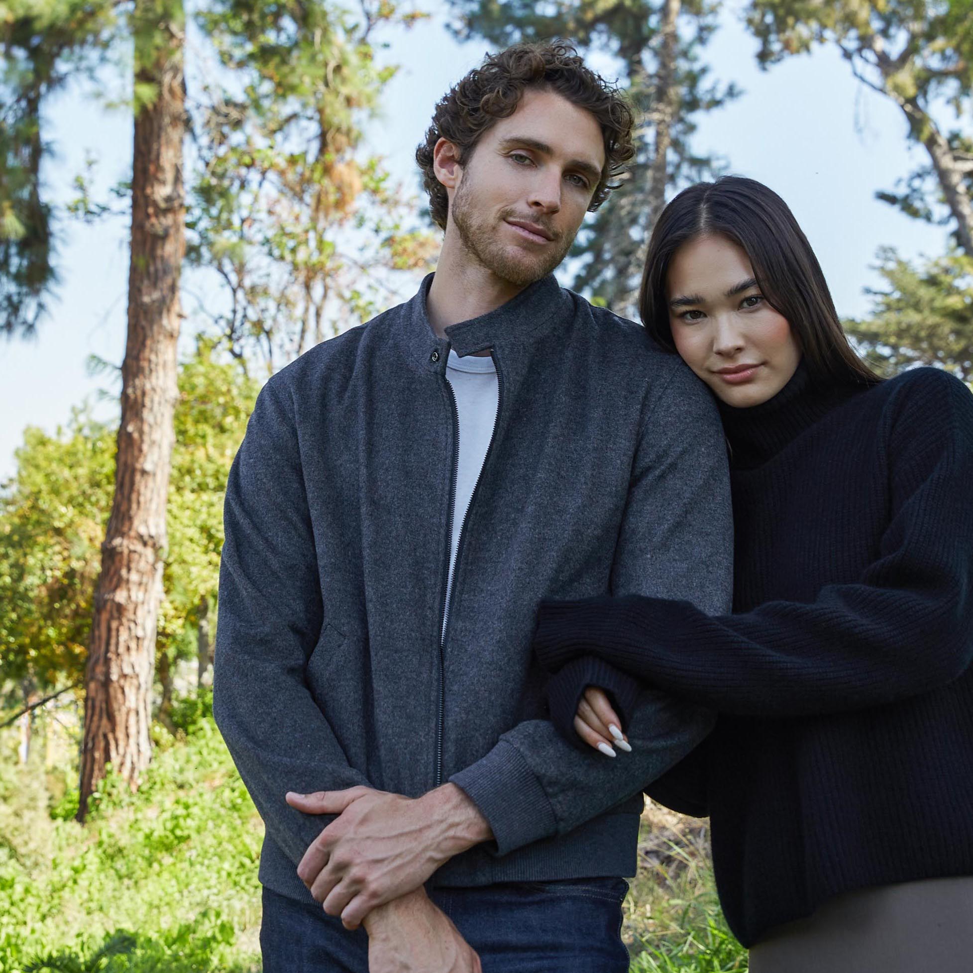 Mens | Chase Cashmere-Wool Bomber Jacket | Charcoal