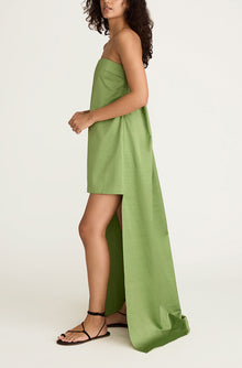 Slub Sateen Mini Dress with Train | Fern