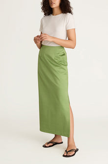 Slub Sateen Midi Skirt | Fern