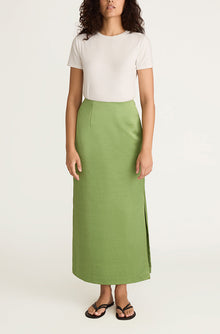 Slub Sateen Midi Skirt | Fern