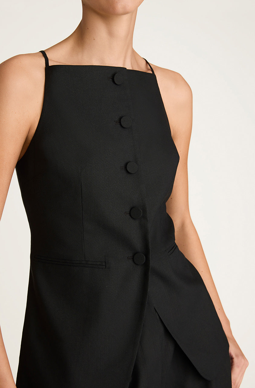 Sleeveless Structured Top | Black