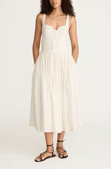 Ottoman Belted Bustier Shirt Dress | Off White