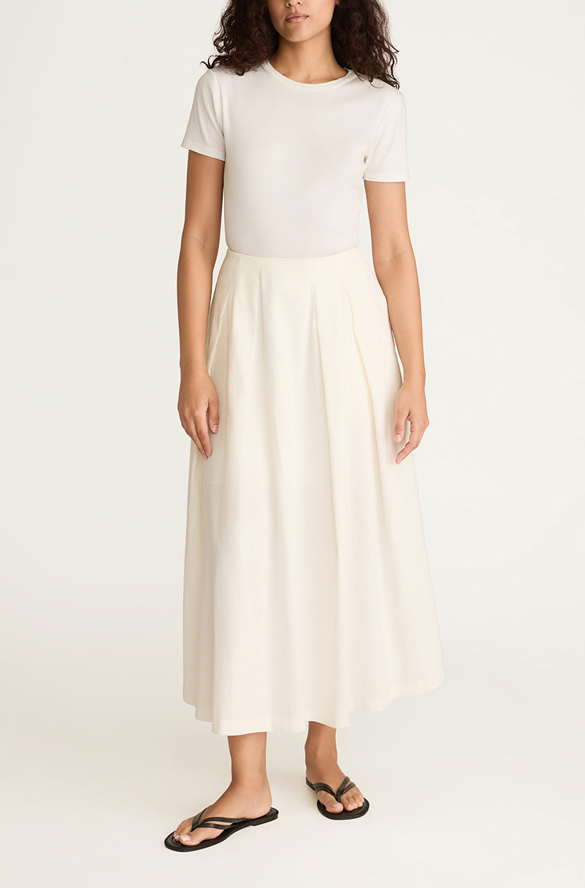 Linen Cotton Ottoman Skirt | Off White
