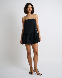 Womens | Air Linen Bubble Mini Dress | Black