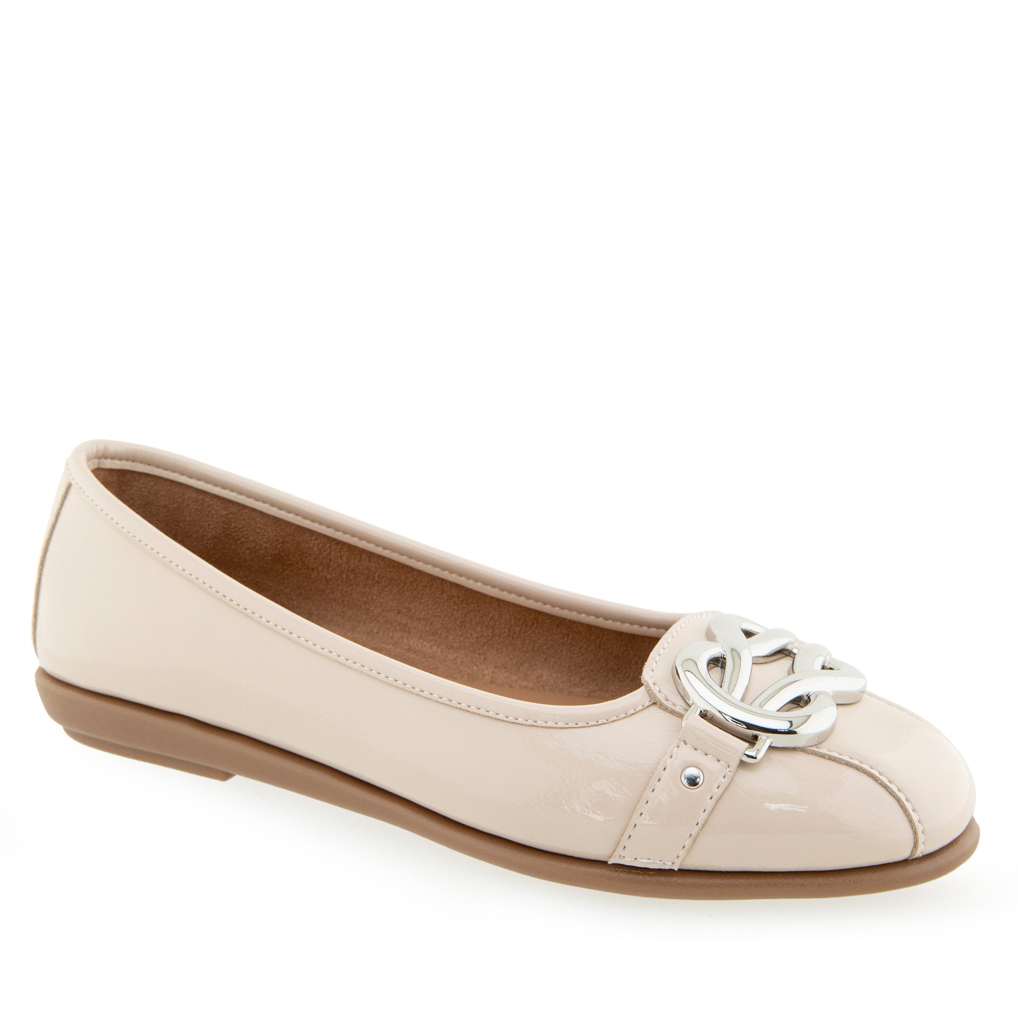 Big-Bet Casual Flat | Stone Faux Crinkle Patent