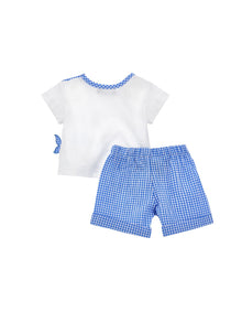 Boys | Cotton Jersey Two-Piece Outfit | White/Bluette