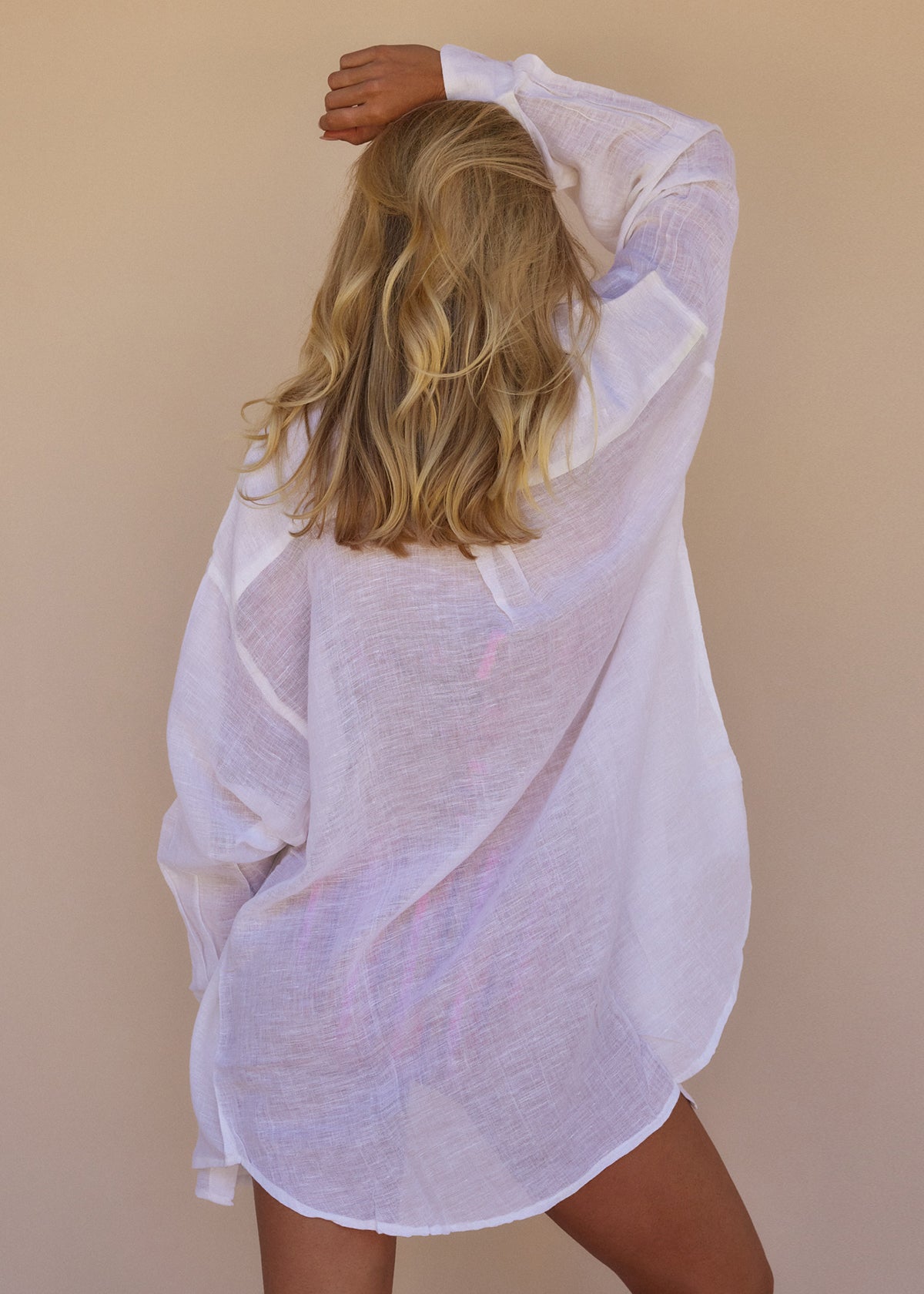 TULUM COVER UP - WHITE - TAN + LINES by Sivan Ayla