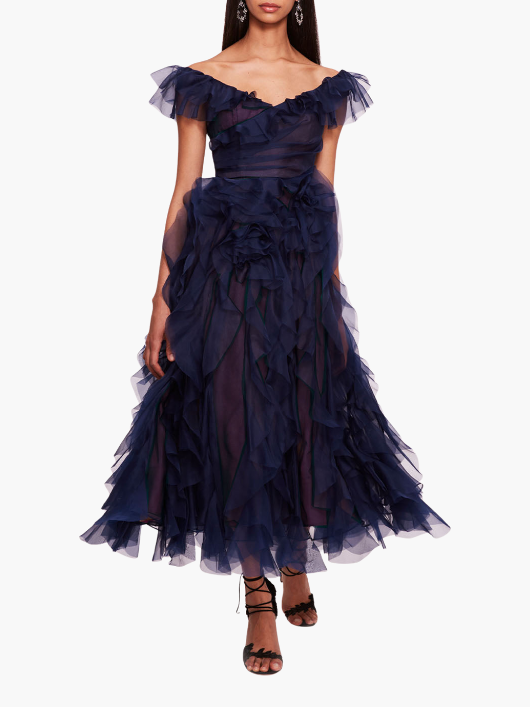 Matte Organza Midi Dress | Midnight
