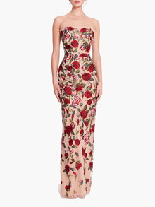 Roses Tulle Gown | Red/Nude