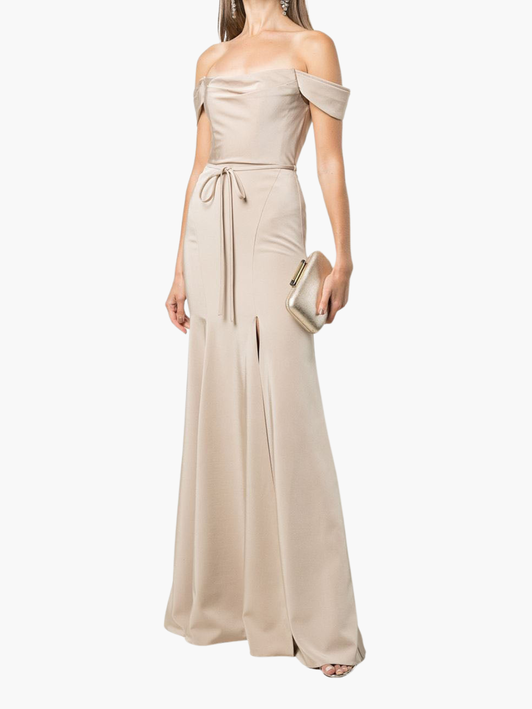 Rimindi Off Shoulder Draped Gown | Champagne