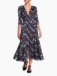 Carnation Sateen Midi Dress | Black Blue