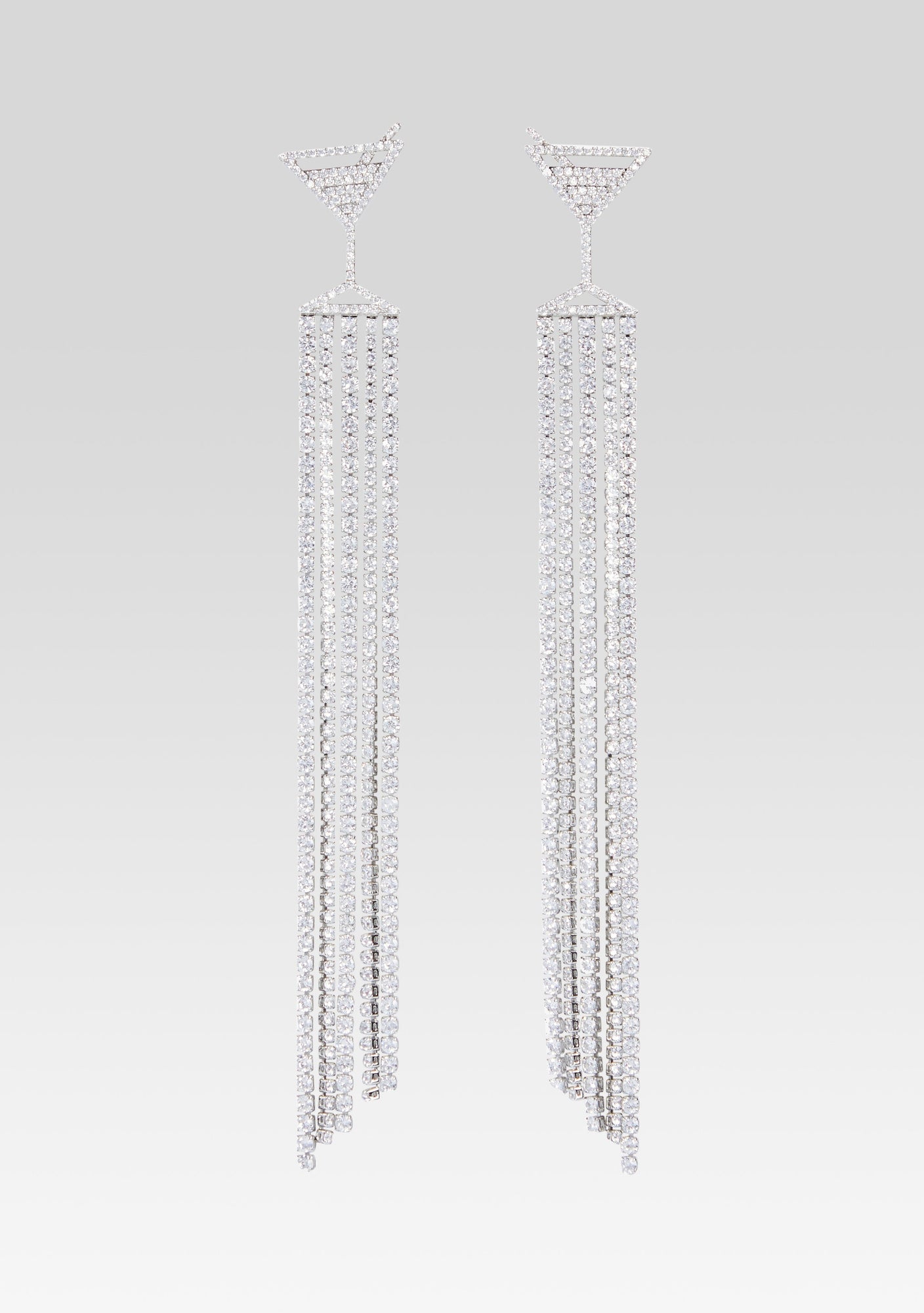 Martini Drop Crystal Earring | Silver