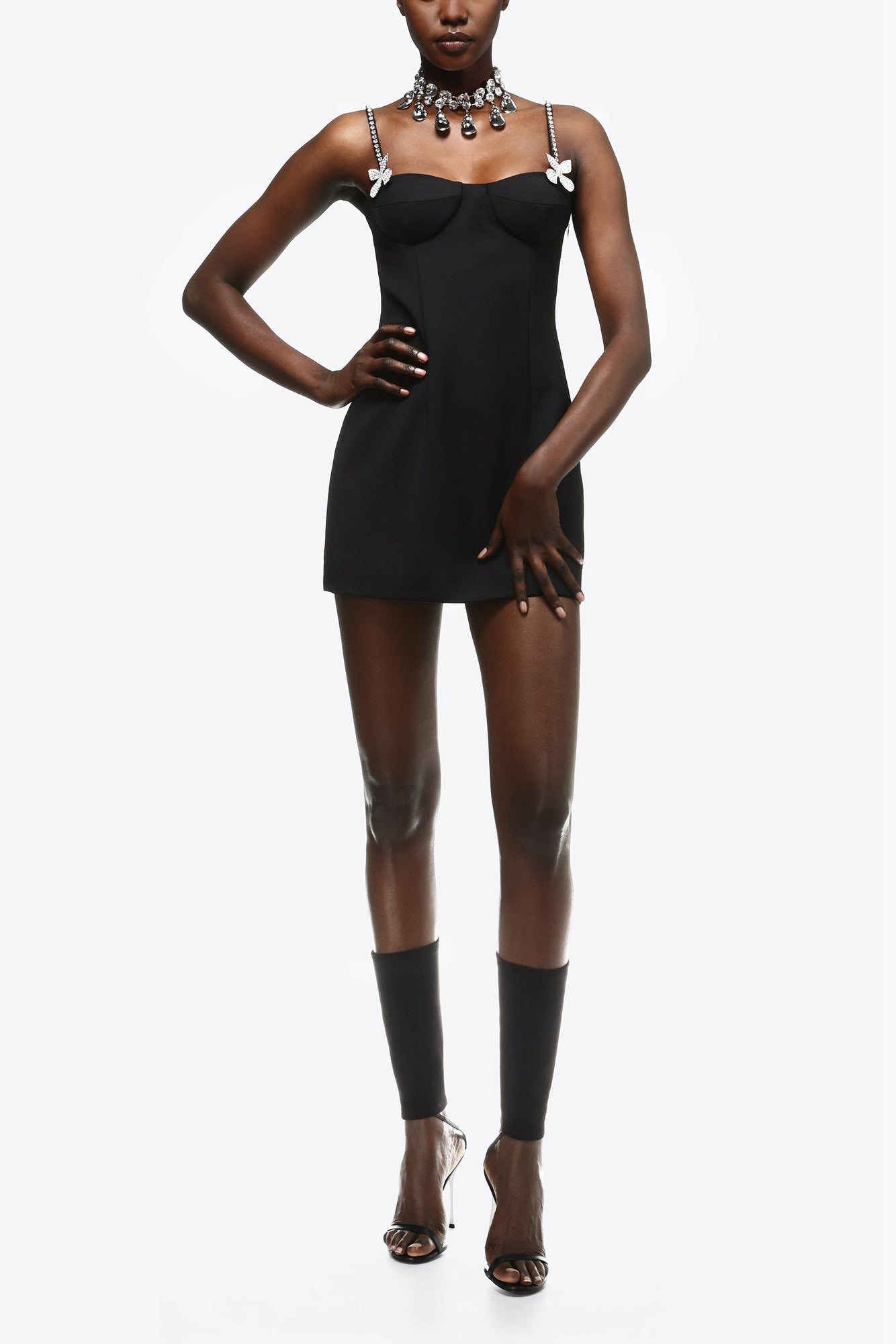 Butterfly Crystal Mini Dress | Black