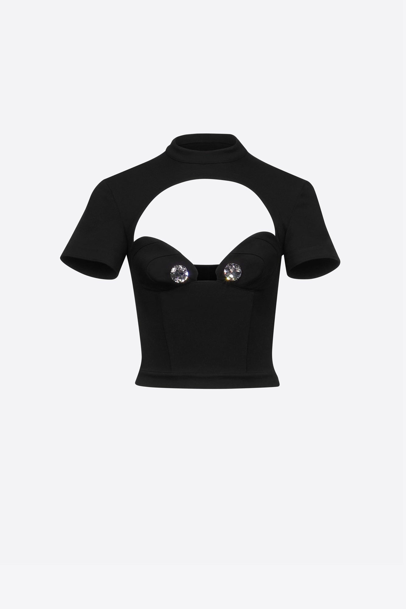 Raglan Bustier Cup T-Shirt | Black