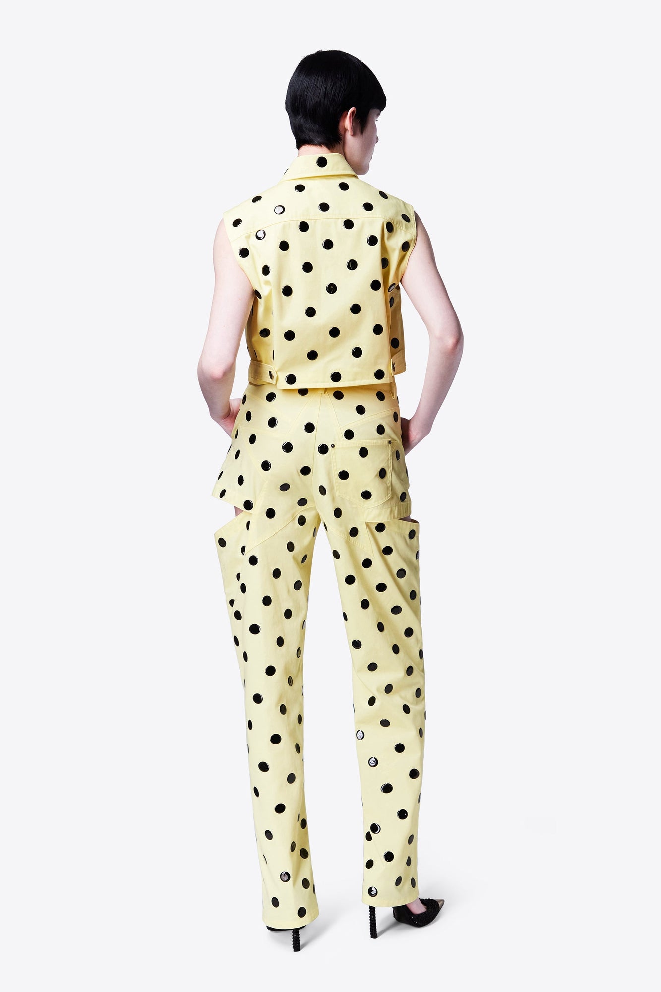 Polka Dot Sleeveless Top | Cream Yellow