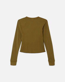 Womens | Hanes Waffle Baby Long Sleeve | Fatigue