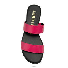 Concetta Sandal Flat | Magenta Faux Crinkle Patent