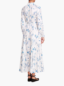 Fiorella Sateen Maxi Shirtdress | Ivory Blue