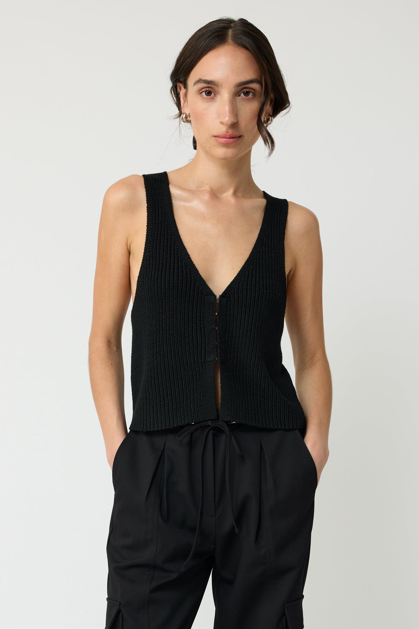 Knit V Neck Vest - Almina Concept 