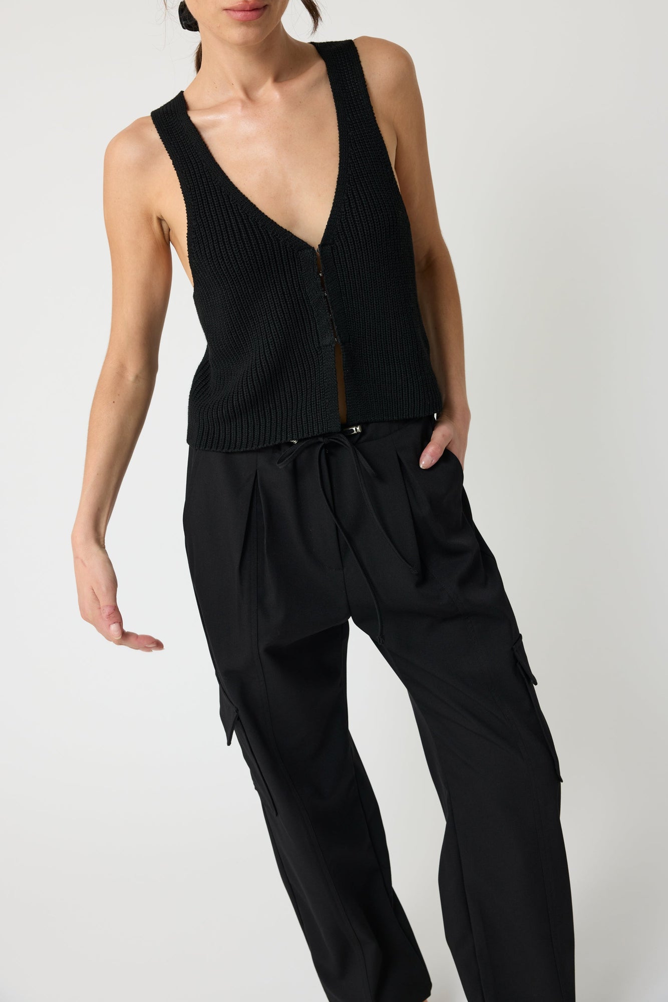Knit V Neck Vest - Almina Concept 