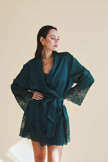 Silk Lace Robe | Emerald