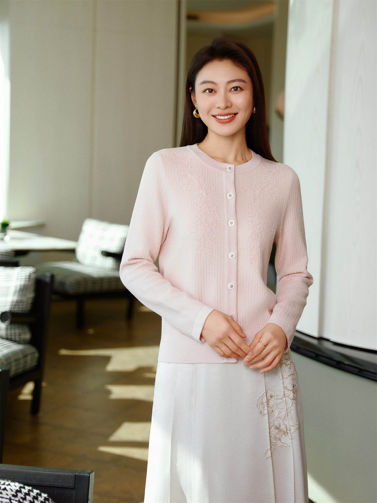 Knit Cardigan Sweater | Pink