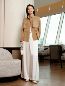 Mulberry Silk and Wool Trench Coat | Khaki