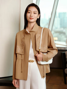 Mulberry Silk and Wool Trench Coat | Khaki