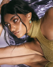 Sunset Stone Studs | Silver | Green Jade