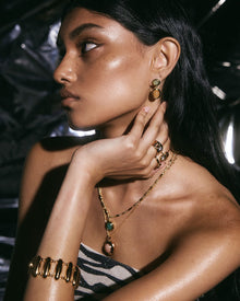 Sunset Double Stone Studs | Silver | Aventurine/Jade