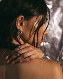 Wave Bezel Hoops | Silver | Cubic Zirconia