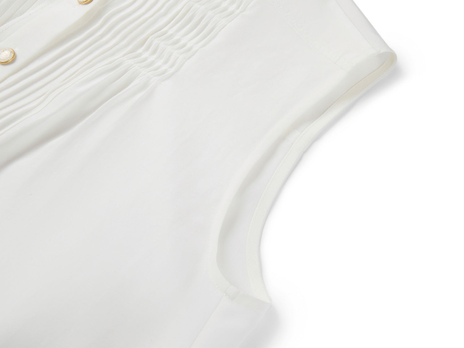 Silk-Cotton Sleeveless Shirt | White