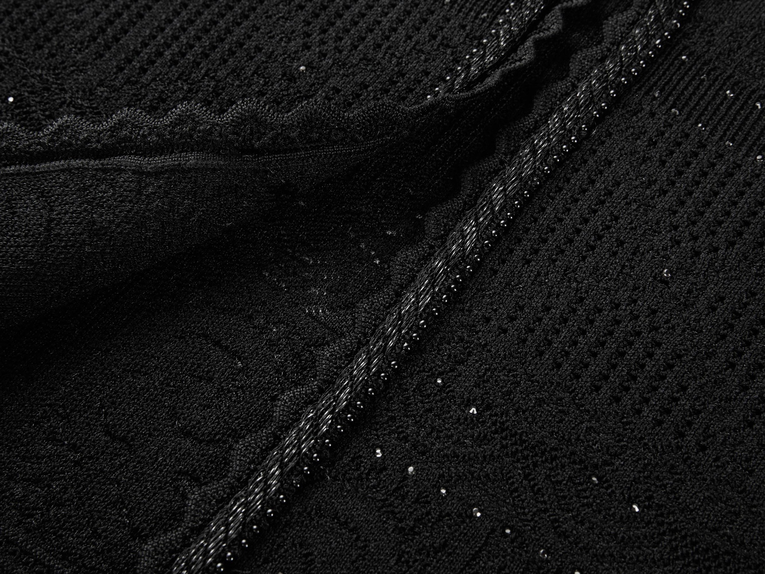 Jacquard Round Neck Cardigan | Black