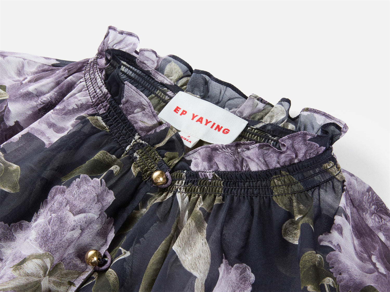Silk Peony Print Pullover Top | Purple